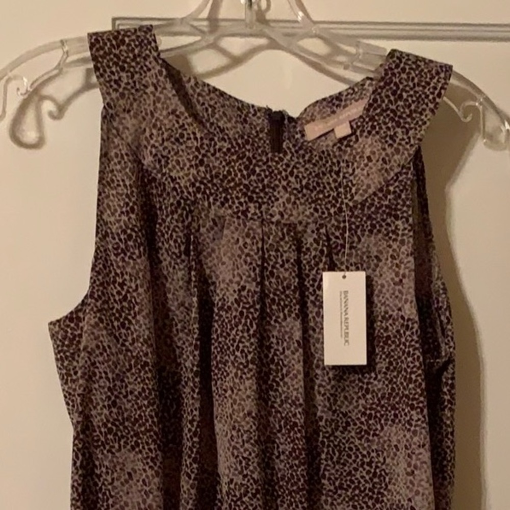 Banana Republic Animal Print Blouse - Brown and Tan Size 10